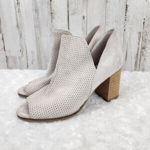 Cole Haan Suede Shiloh Open Toe Booties Stone Size 8